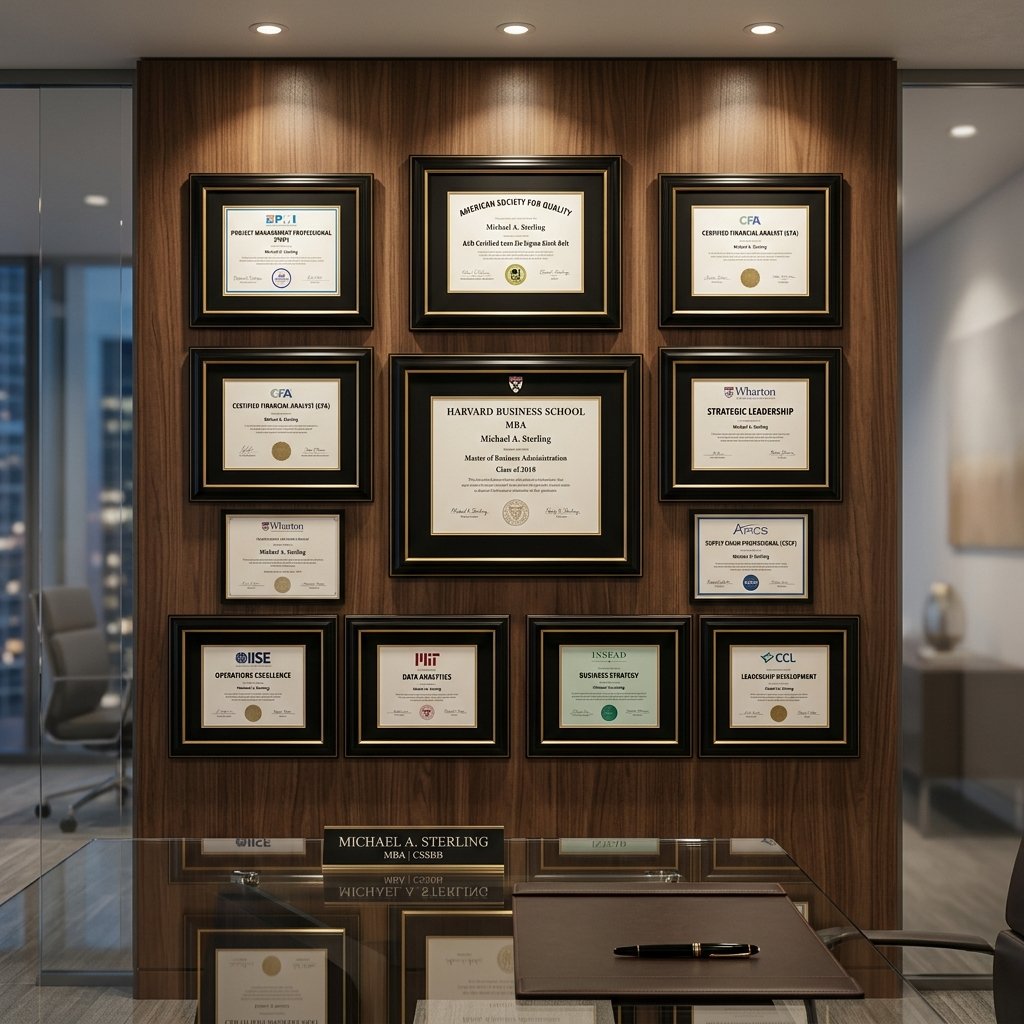 Sridevi J framed certificates on wall